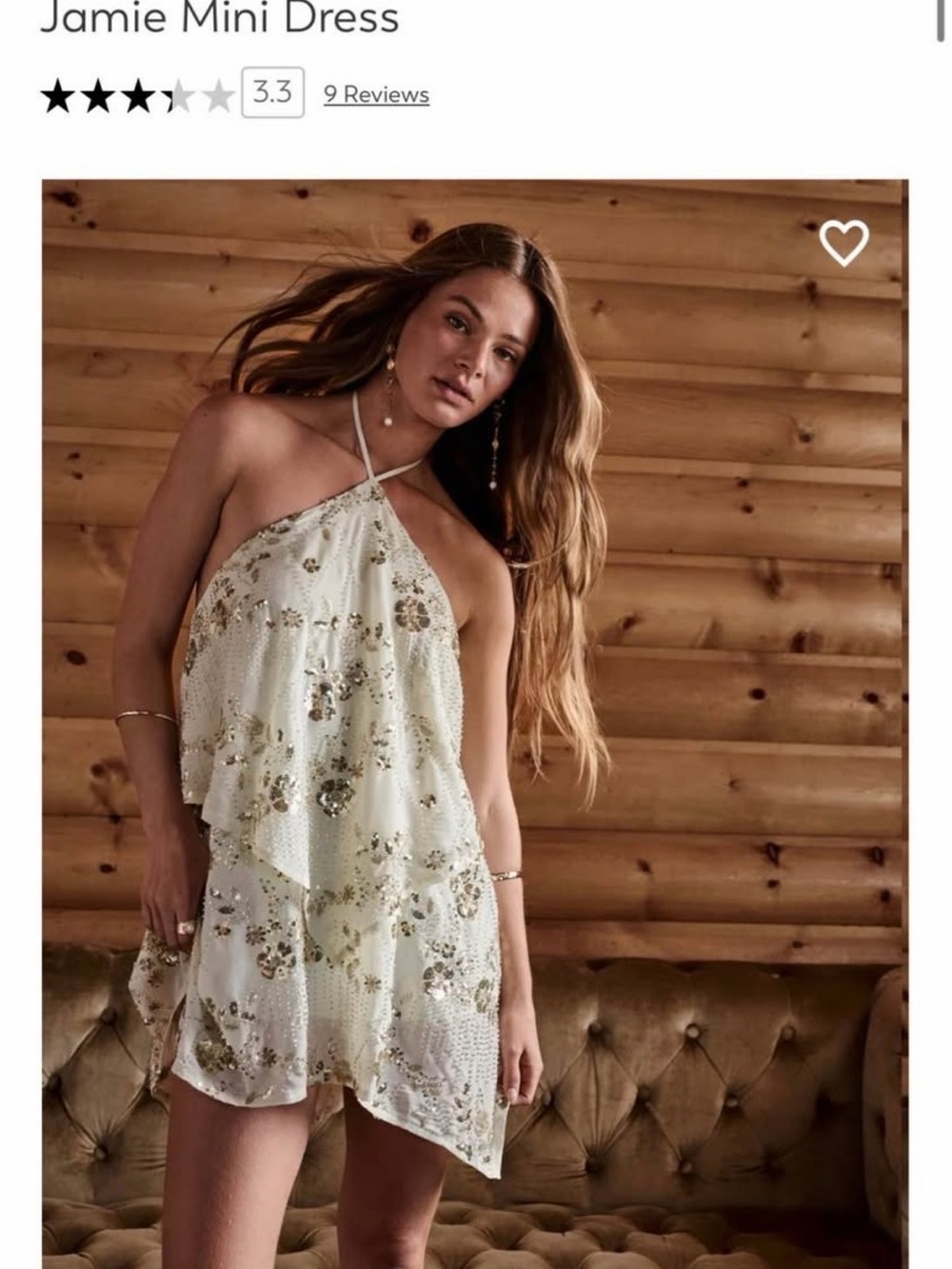Altar'd State White Mini Dress with Gold Sequin Floral Detail